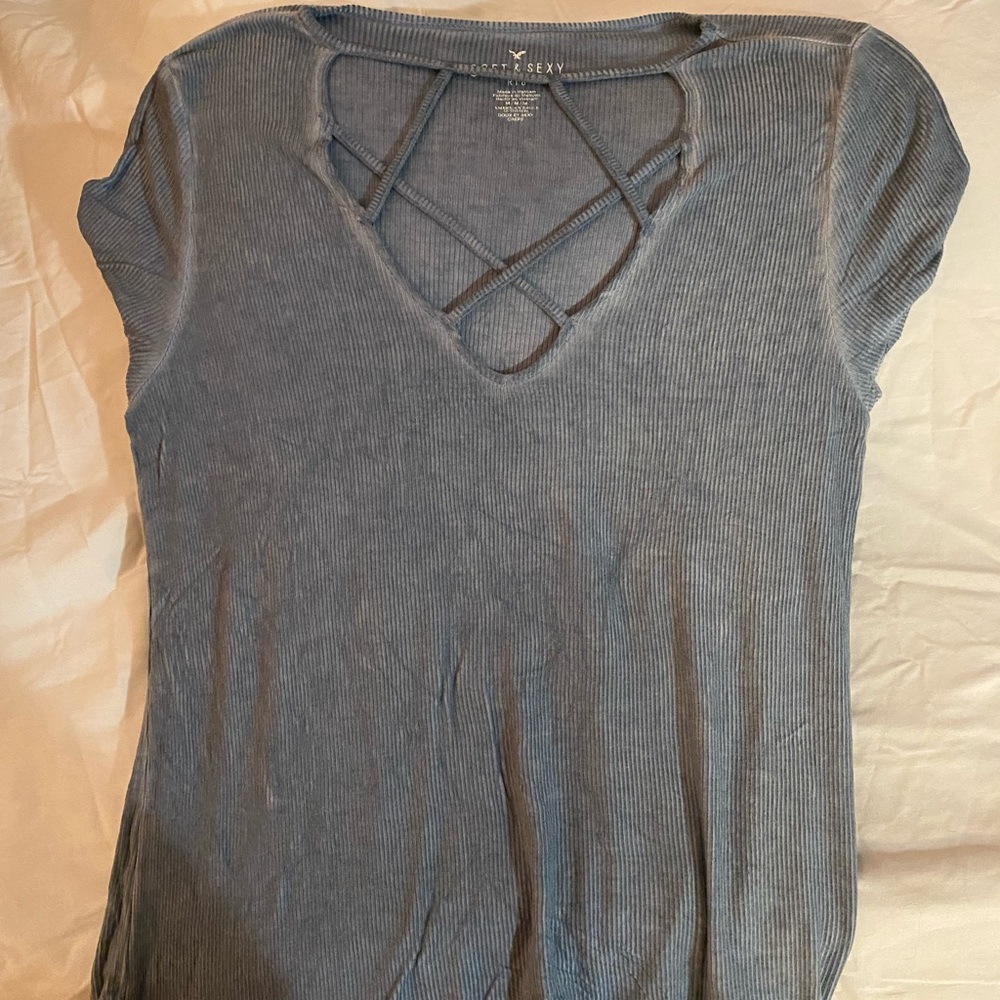 AE rib knit short sleeve top